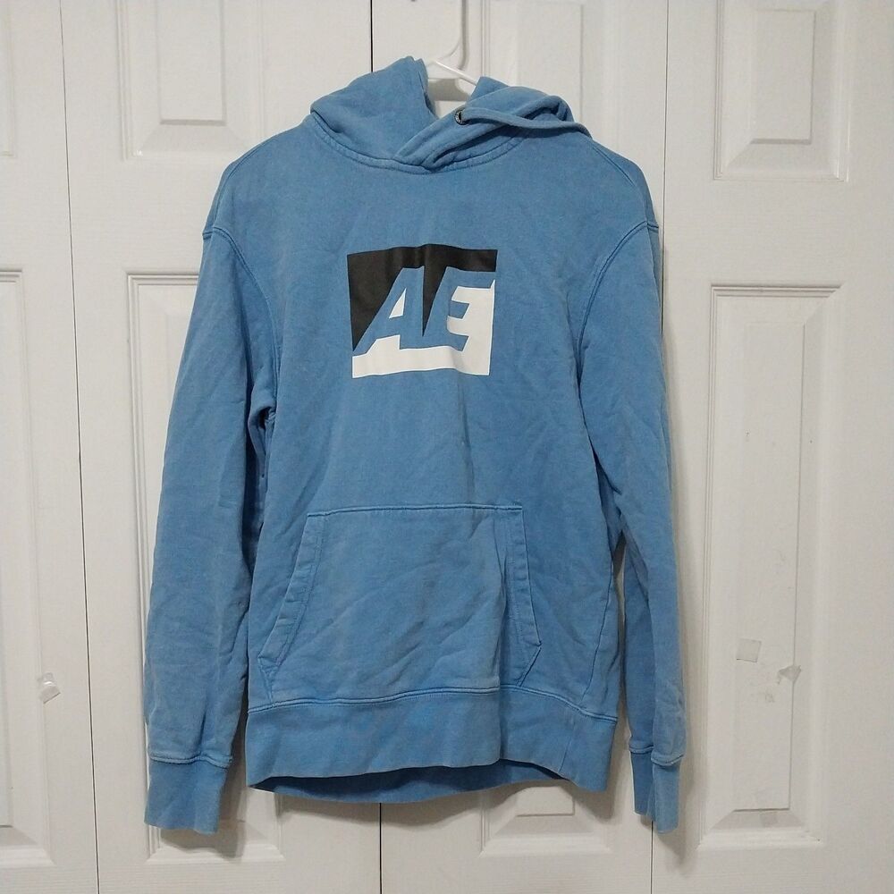 American Eagle Mens Hoodie Sweatshirt Pullover Vintage Y2K Blue Size XS